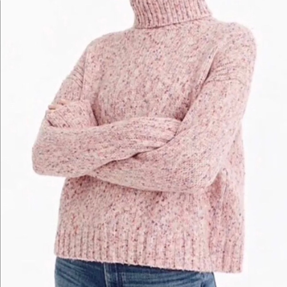 Pink J. Crew Marled / Color fleck Turtleneck